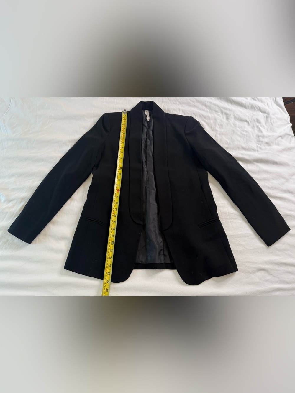 Mural Black Shawl Collar Open Front Blazer Quiet Luxury Minimalist Jacket M - Picture 9 of 12